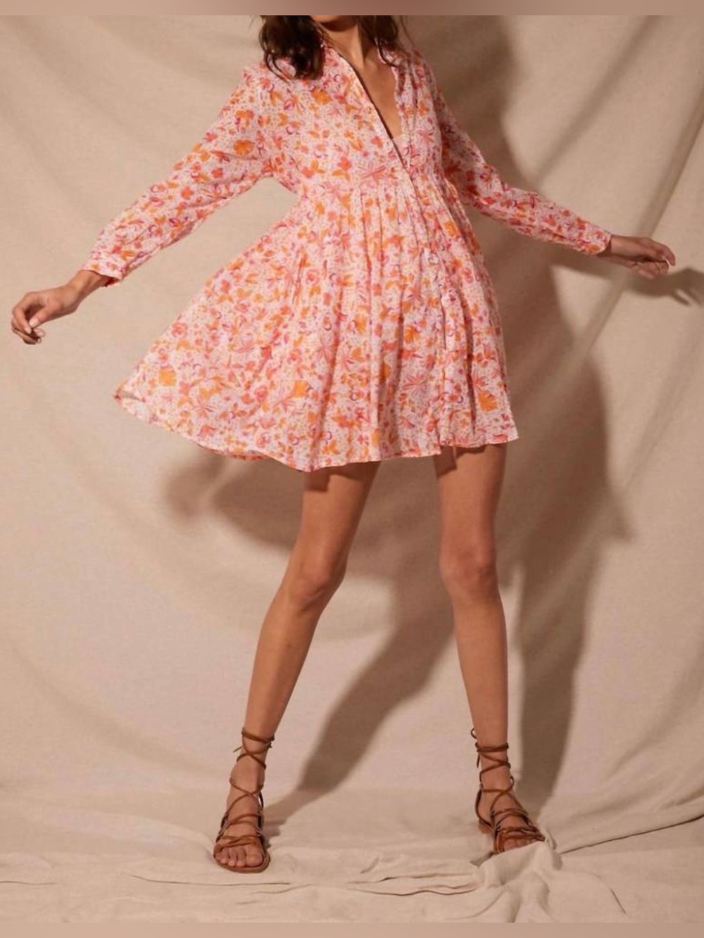 Poupette St. Barth - lili mini dress pink floral size M/L